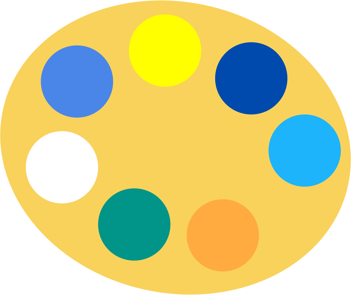 A clipart of a color palette showcasing a variety of vibrant colors.