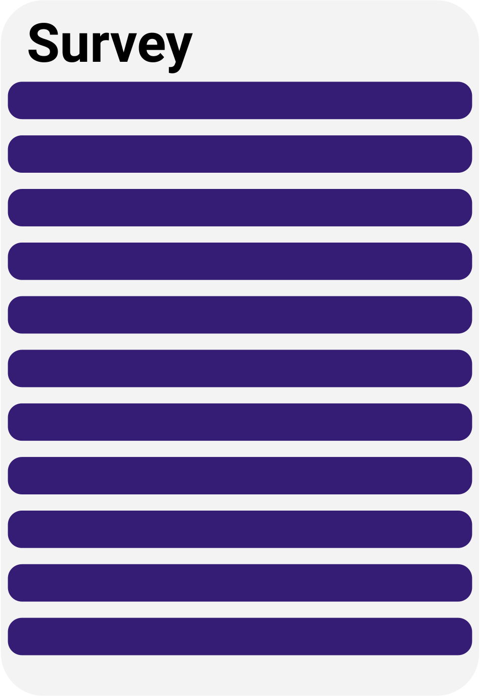 Clipart of a gray survey with purple response boxes.