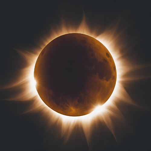 A solar eclipse, with the moon silhouetted against the bright sun. Click to open the article 'Understanding The Dangerous Scam Of Fake Eclipse Glasses'